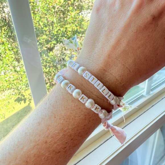 Fabric Bracelet with PRAY Floral Handmade Jewelry Bespoke - Picture 2 of 3